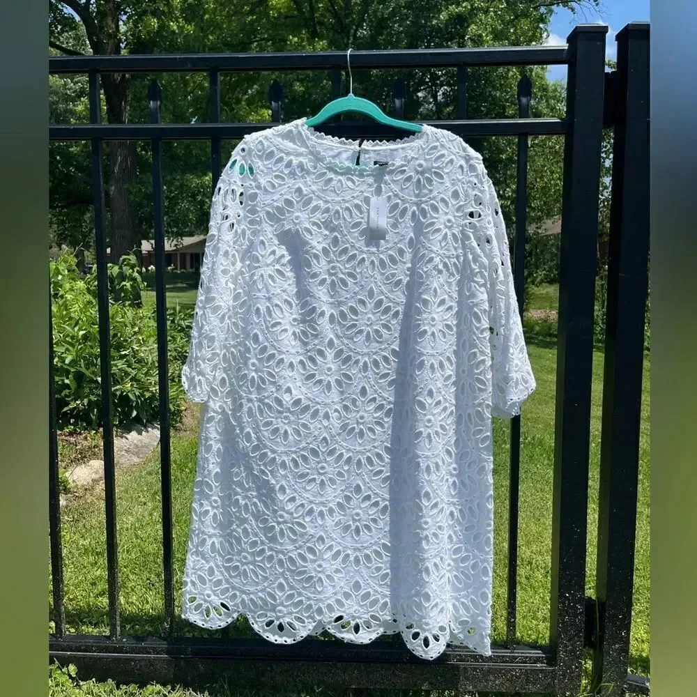 Ann Taylor Scalloped Eyelet Cotton Dress NWT